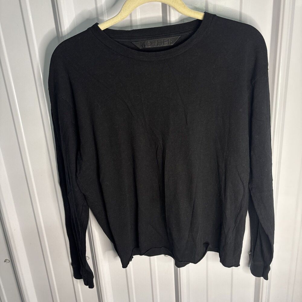 MOTHER The Twister Crop Long Sleeve Tee Black Small EUC